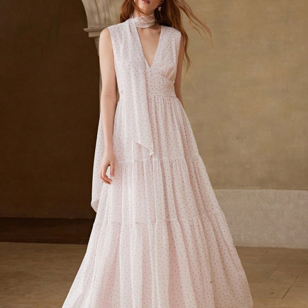 Multicolor Elegant Women's Polka Dot Print Long Dress
